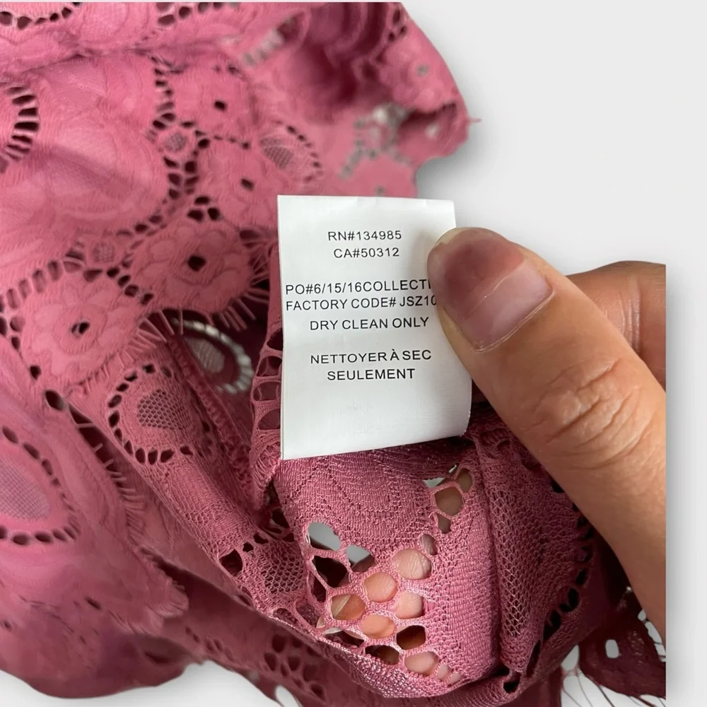 For Love & Lemons Sonya Lace Babydoll Mini Dress Floral Pink Size S Tie Back - Picture 10 of 13